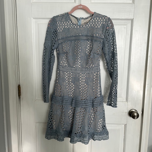 Sonja By Sonja Morgan Dresses | Long Sleeve Lace Dress | Color: Blue | Size: S | Karenchaiane's Closet